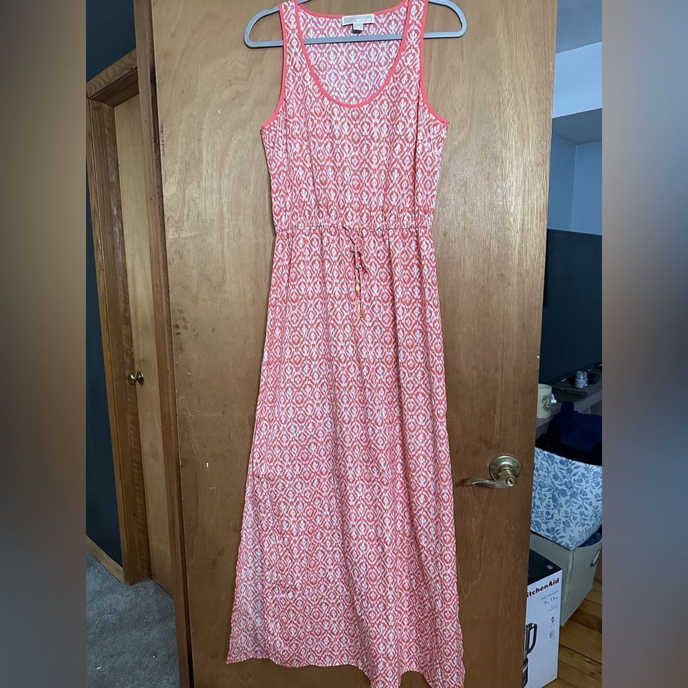 Michael Kors Pink and White Midi Dress